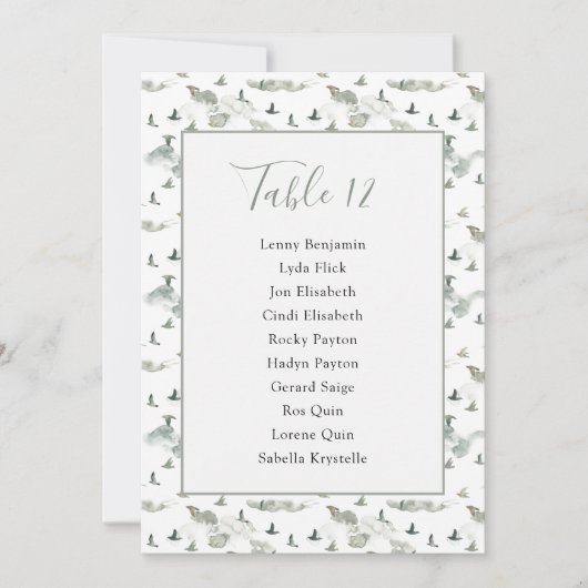 Tischnummer der Vögel und Hügel (Vorderseite)