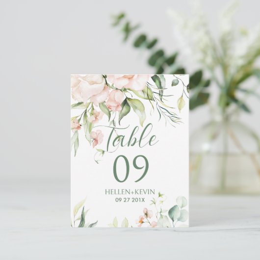 Tischnummer der weißen und rosa Blume (Stehend Vorderseite)