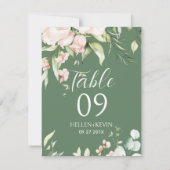 Tischnummer der weißen und rosa Blume (Rückseite)