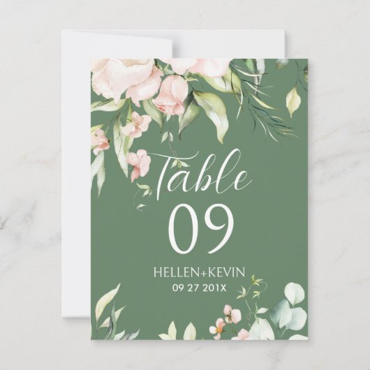 Tischnummer der weißen und rosa Blume (Rückseite)