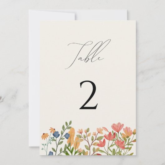 Tischnummer der Wildblume (Vorderseite)