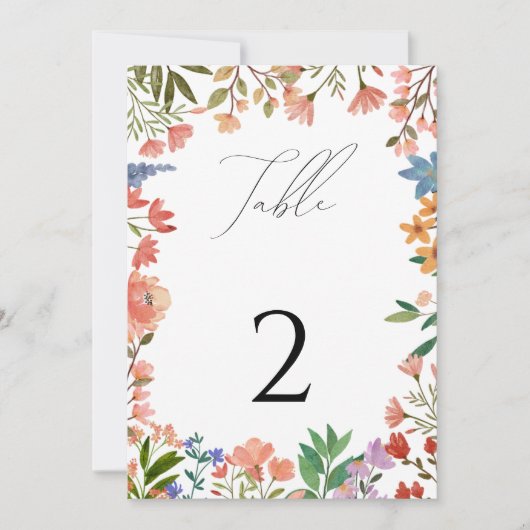 Tischnummer der Wildblume (Vorderseite)