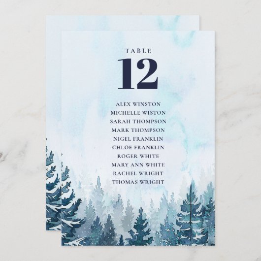 Tischnummer der Winterpine-Bäume (Vorne/Hinten)