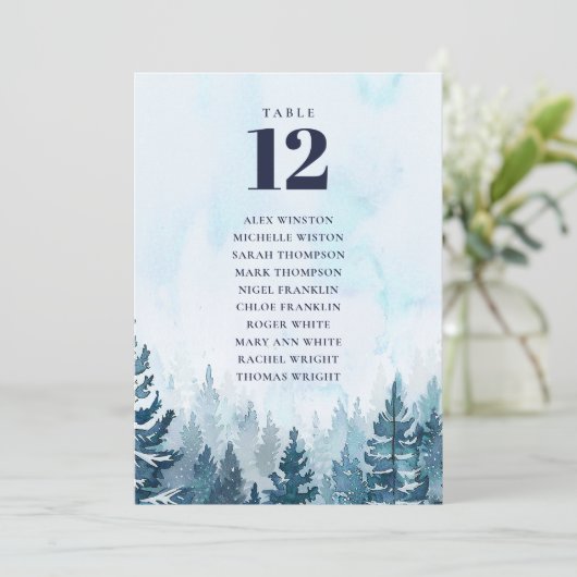 Tischnummer der Winterpine-Bäume (Stehend Vorderseite)