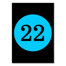 Tischnummer des blauen Kreises "Black and Aqua Blu