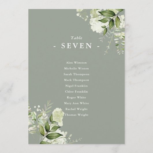 Tischnummer des Blumensitzes (Rückseite)