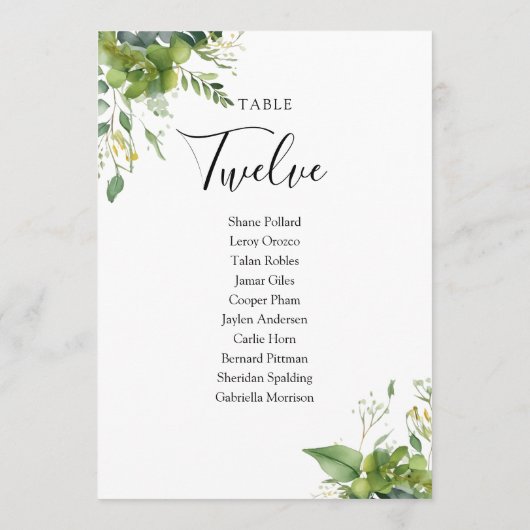 Tischnummer des Blumensitzes im Grünen (Rückseite)