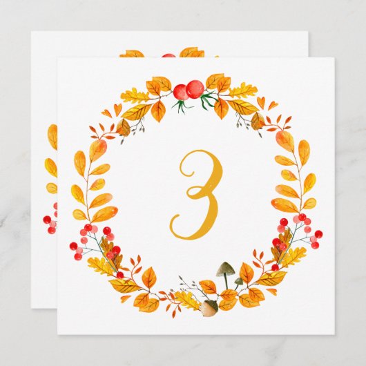 Tischnummer des gelben Herbstes. Orange Hochzeit i (Vorne/Hinten)