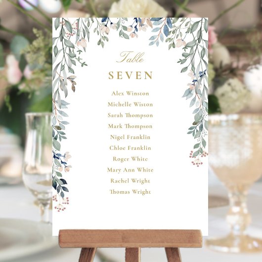 Tischnummer des Gold Floral Seating Plans