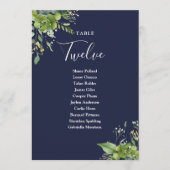 Tischnummer des Greenery Navy Blue Seating Plan (Vorderseite)