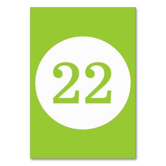 Tischnummer des grünen und weißen Kreises von Appl (Vorderseite)