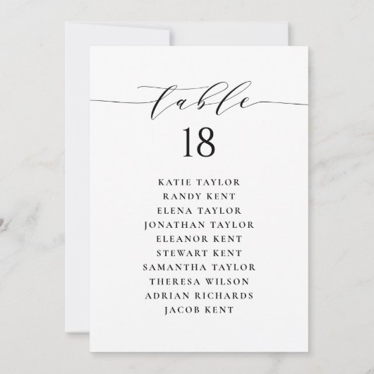 Tischnummer des Minimalistischen Script-Sitzplans (Rückseite)