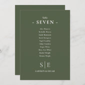 Tischnummer des monogramm-Olive-Green-Sitzplans (Vorne/Hinten)