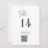 Tischnummer des QR-Codes in modernem Schwarz und W (Rückseite)