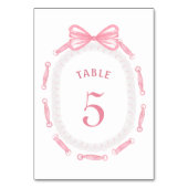 Tischnummer des rosa Bow-Flachbildes (Rückseite)