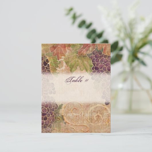 Tischnummer des Weinbergs (Stehend Vorderseite)