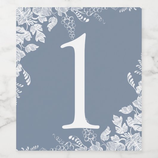 Tischnummer des Weinetiketts | Weinberg (Dusty Blu Weinetikett (Einzelnes Label)