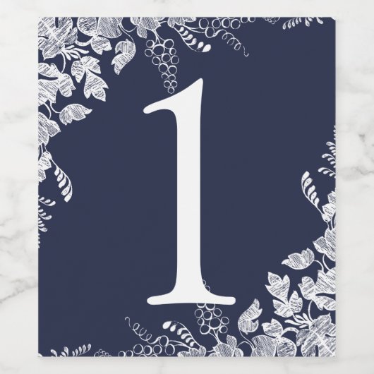 Tischnummer des Weinetiketts | Weinberg (Navy Blue Weinetikett (Einzelnes Label)