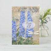 Tischnummer Dragonfly Butterfly Delphinium Art (Stehend Vorderseite)