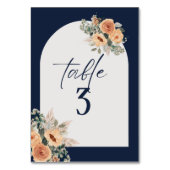 Tischnummer, dunkelblaue Blumen Tischnummer (Rückseite)