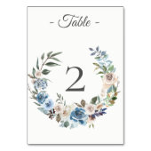 Tischnummer "Dusty Blue Cream Floral Wreath" (Rückseite)
