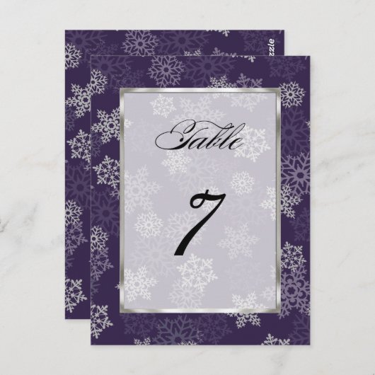 Tischnummer Eggplant Weißschneeflocken (Vorne/Hinten)