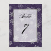 Tischnummer Eggplant Weißschneeflocken (Vorderseite)