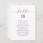 Tischnummer eines lila Minimalistischen Script-Sit (Vorderseite)