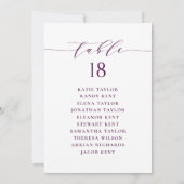 Tischnummer eines lila Minimalistischen Script-Sit (Rückseite)