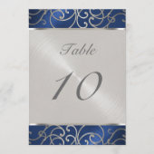 Tischnummer Elegant Blue und Silver Filigree (Vorderseite)