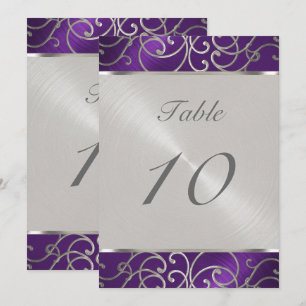 Tischnummer Elegant Lila und Silver Filigree