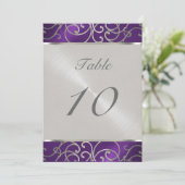 Tischnummer Elegant Lila und Silver Filigree (Stehend Vorderseite)