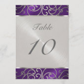 Tischnummer Elegant Lila und Silver Filigree (Vorderseite)