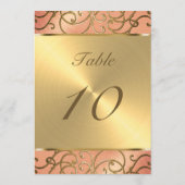 Tischnummer Elegant Peach and Gold Filigree (Rückseite)