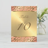 Tischnummer Elegant Peach and Gold Filigree (Stehend Vorderseite)