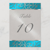Tischnummer Elegant Türkis Silver Filigree (Vorderseite)