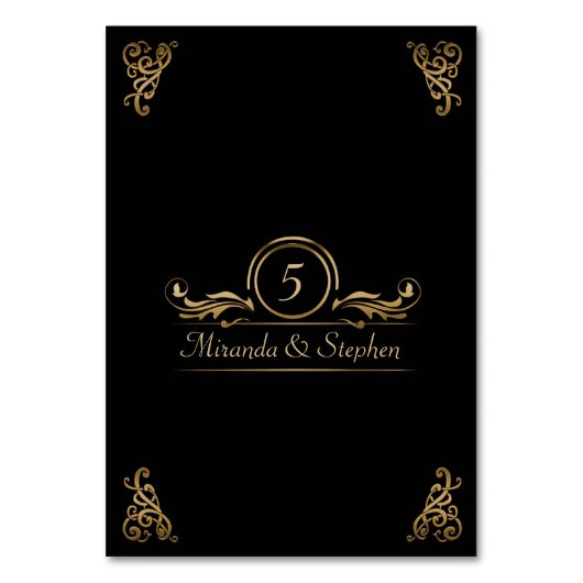 Tischnummer | Elegante Wedding Gold Black (Vorderseite)