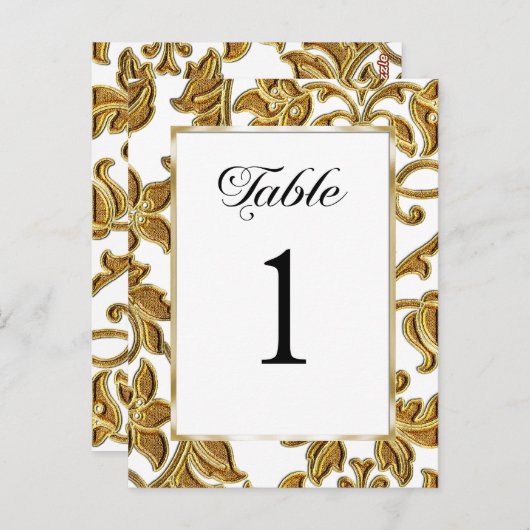 Tischnummer Embossed Gold Damask (Vorne/Hinten)