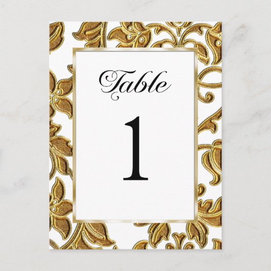 Tischnummer Embossed Gold Damask (Vorderseite)