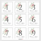 Tischnummer Etiketten für Weinflaschen Rosa Flora (Blatt)