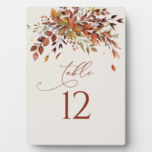 Tischnummer Fall Wasserfarbe Hochzeit Easel Fotoplatte (Vorderseite)