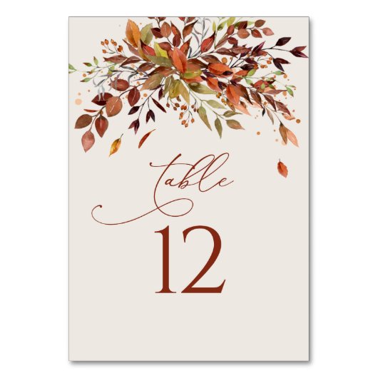 Tischnummer Fall Wasserfarbenhochzeit (Vorderseite)