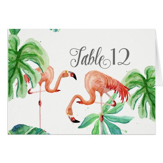 Tischnummer-Flamingo-Blatt-tropische Strand-Kunst (Vorderseite (Horizontal))