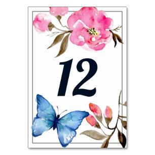 Tischnummer - Florales Schmetterlingsdesign 2