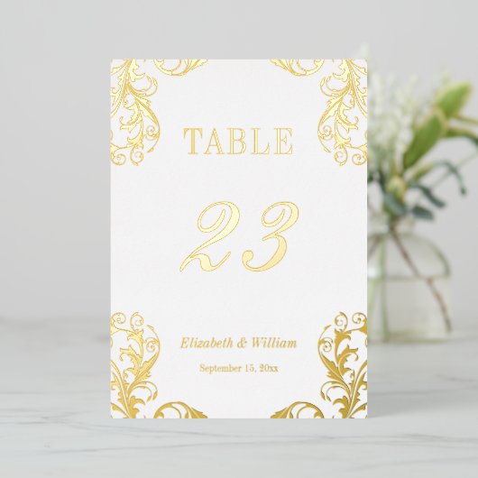 Tischnummer "Foil Damask"-12x18 (Stehend vorne)