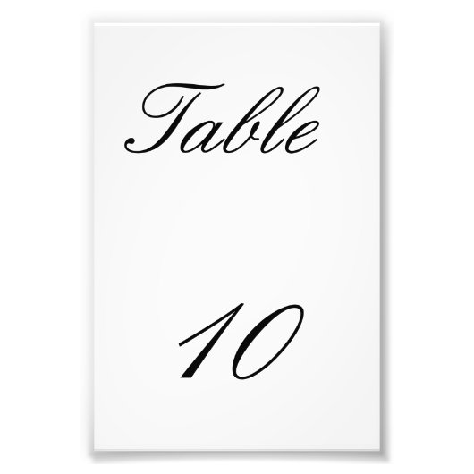 Tischnummer Fotodruck (Vorne)