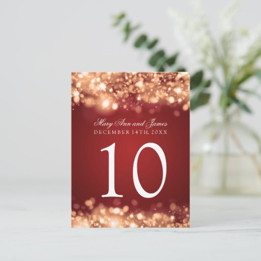 Tischnummer funkelnd Lights Gold (Stehend Vorderseite)