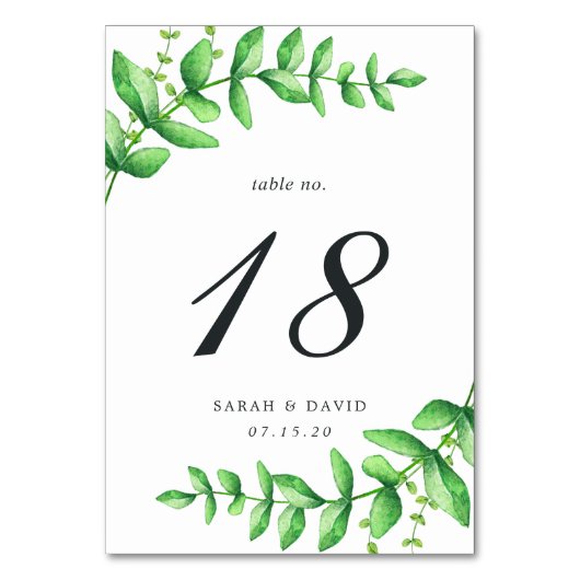 Tischnummer für Aquarellfolien (Vorderseite)