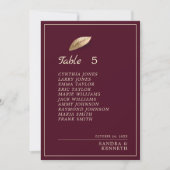 Tischnummer für Burgund & Gold Leaf (Vorderseite)