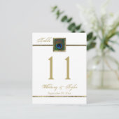 Tischnummer für die Golden und White Peacock Feath (Stehend Vorderseite)